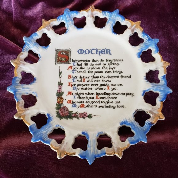 Other - Vintage Mothers poem Plate art décor piece Windsor Canada